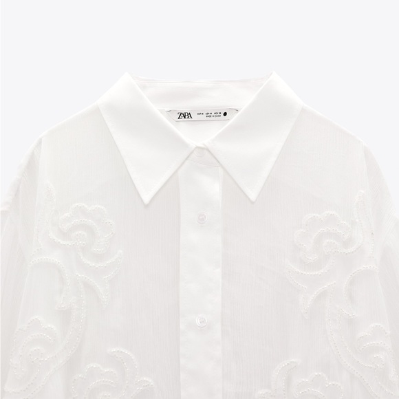 ZARA Embroidered White Limited Edition Blouse - Picture 5 of 7